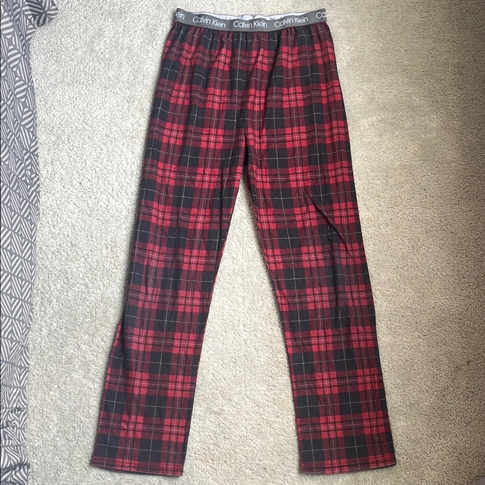 Calvin Klein Boy’s Red and Black Plaid Pants